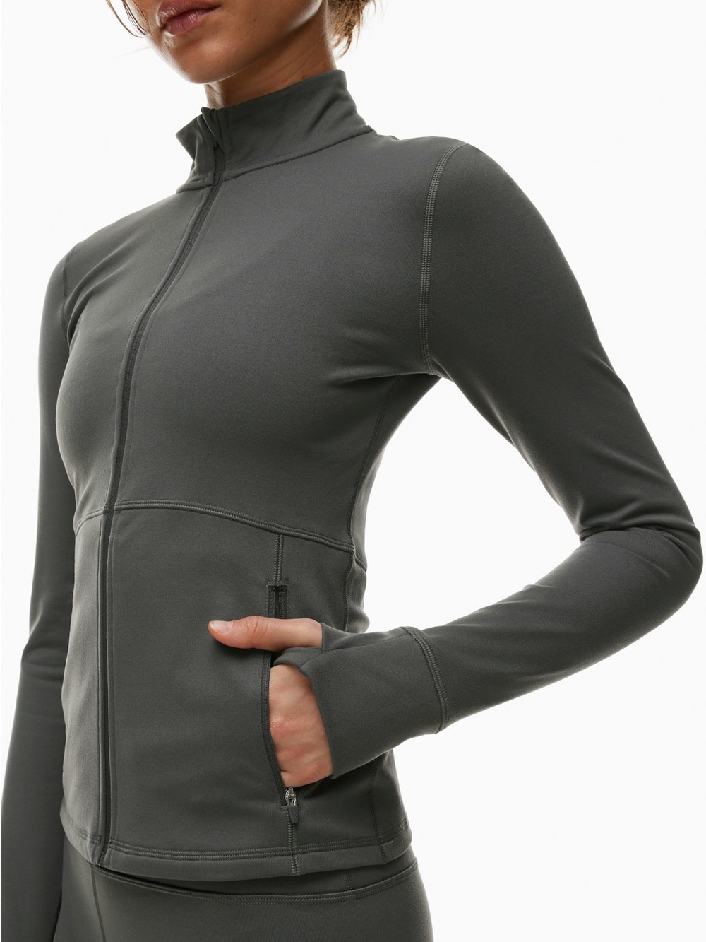 Aritzia Tna TnaLIFE Relay Zip Up Jacket Grey Charcoal Fitted Athletic XS